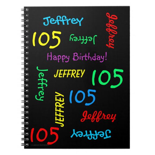 105th Birthday Party Guest Book Name Black Spiral Notebook