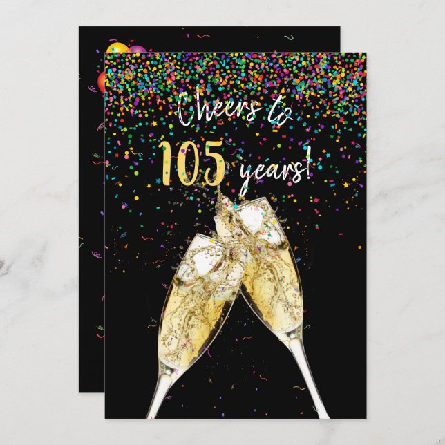 105th Birthday party Invitation (Front/Back)
