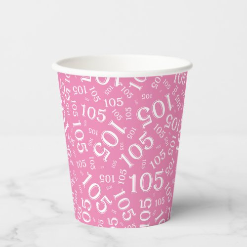 105th Birthday Party PinkWhite Random Pattern Paper Cups