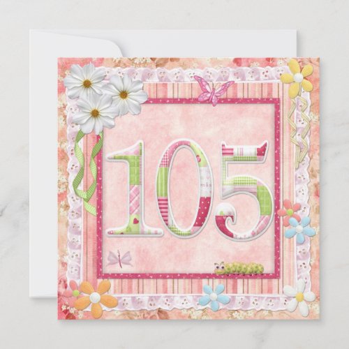 105th birthday party scrapbooking style invitation