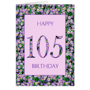 105th Birthday Purple Daisies Cards
