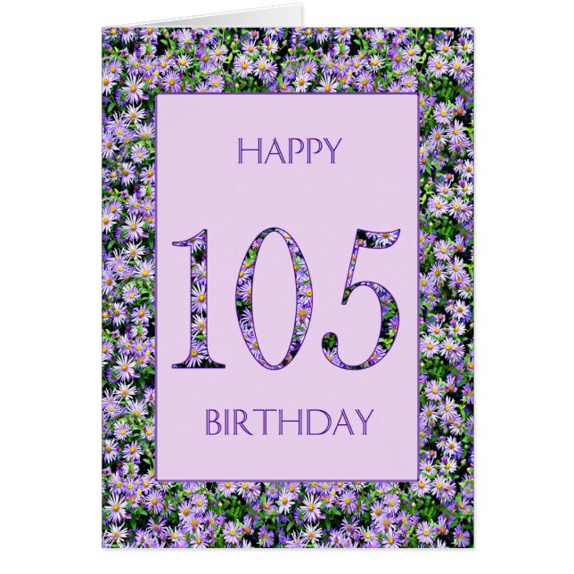 105th Birthday Purple Daisies Cards (Front)