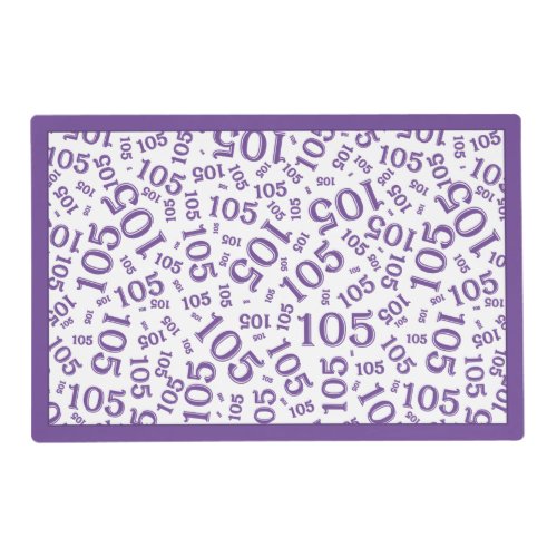 105th Birthday Random Number Pattern PurpleWhite Placemat