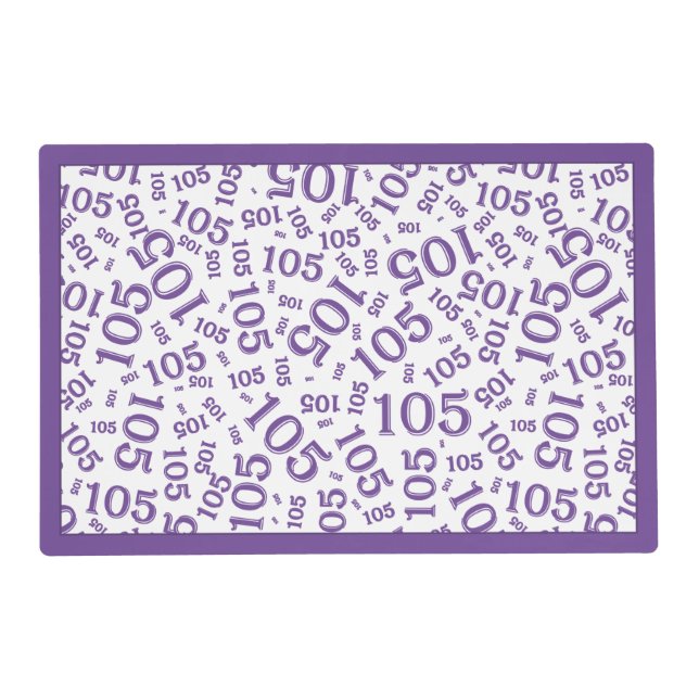 105th Birthday Random Number Pattern Purple/White Placemat (Front)