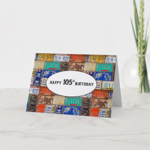 105th Birthday Rusty License Plates Card
