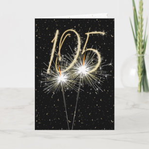105th Birthday Sparkler on black Card