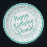 105th Party Random Number Pattern Teal/White Paper Plates<br><div class="desc">Centennial milestone number 105. This modern over-the-hill design has a teal and white random number pattern with a teal milestone number 105 repeated in varied sizes and angles over a white background. There is a white circle in the center for your text and teal-and-white rings around the rim. A cool...</div>