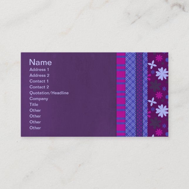 1066 PURPLE BLUE HOT PINK BACKGROUNDS STRIPES SOLI BUSINESS CARD (Front)