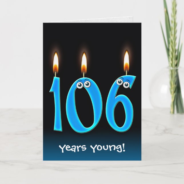 106th birthday candles on black card (Front)