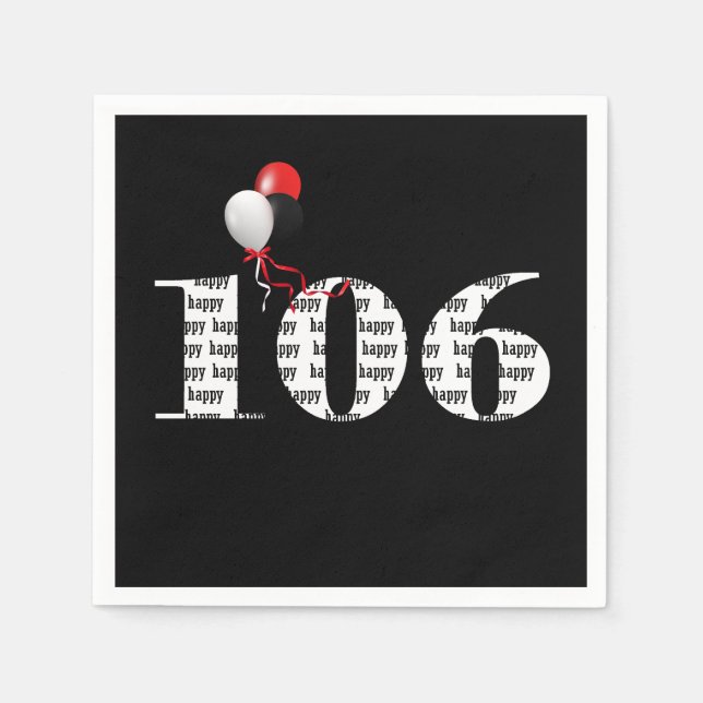 106th Birthday party balloons Napkins (Front)