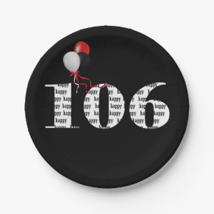 106th birthday party balloons paper plates