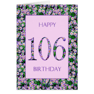 106th Birthday Purple Daisies Cards