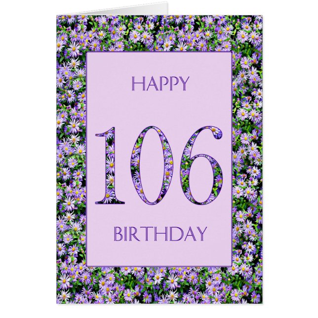 106th Birthday Purple Daisies Cards (Front)