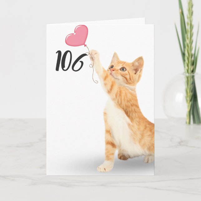106th birthday tabby cat card (Front)