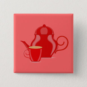 107 GLOSSY RED TEA KETTLE VECTOR GRAPHICS LOGO ICO BUTTON