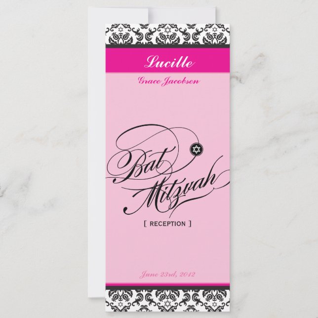 107 Jodene - BAT MITZVAH INVITATIONS :: reception (Front)