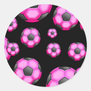 107 PINK SOCCER BALL SPORTS TEAM PATTERN WALLPAPER CLASSIC ROUND STICKER