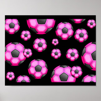 107 PINK SOCCER BALL SPORTS TEAM PATTERN WALLPAPER POSTER