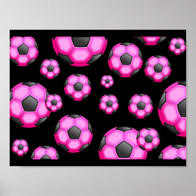 107 PINK SOCCER BALL SPORTS TEAM PATTERN WALLPAPER POSTER (Front)