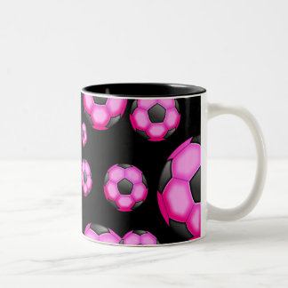 107 PINK SOCCER BALL SPORTS TEAM PATTERN WALLPAPER Two-Tone COFFEE MUG