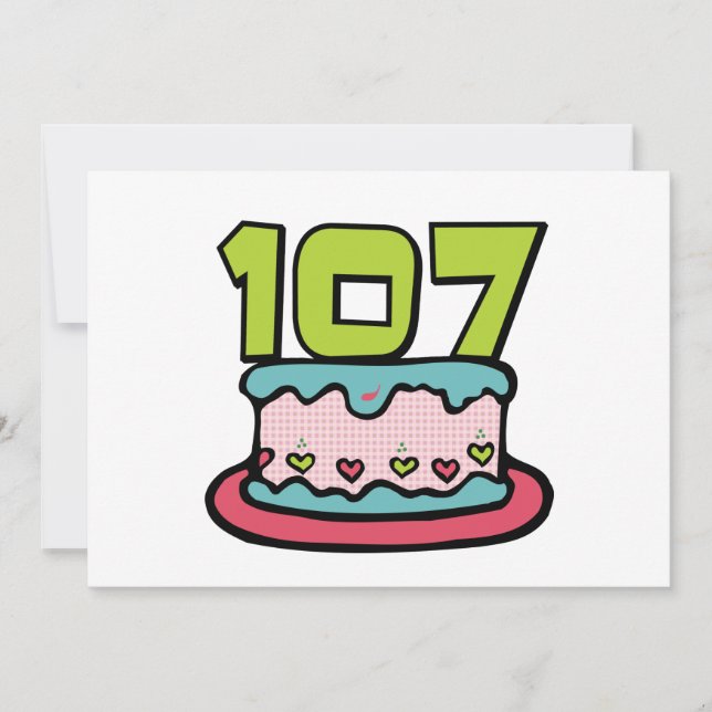 107 Year old Birthday Cake Card (Front)
