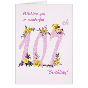 107th Birthday Flower Decorated Numbers