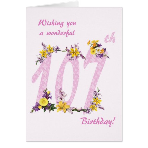 107th Birthday Flower Decorated Numbers