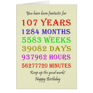 107th Birthday Milestones Cards