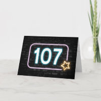 107th Birthday Neon Sign On Brick Wall