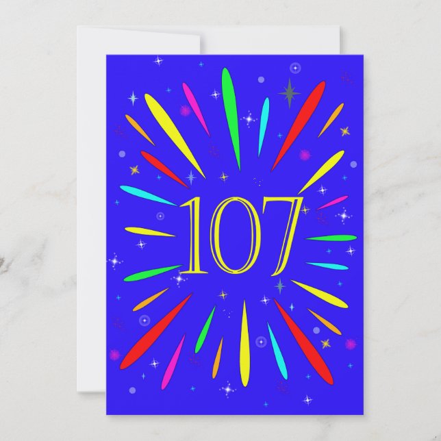 107th Birthday Party Invitation Explosion  (Front)