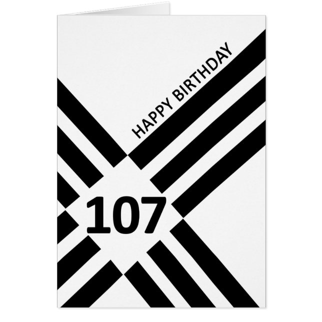 107th Diagonal Black Line Design Birthday Cards (Front)