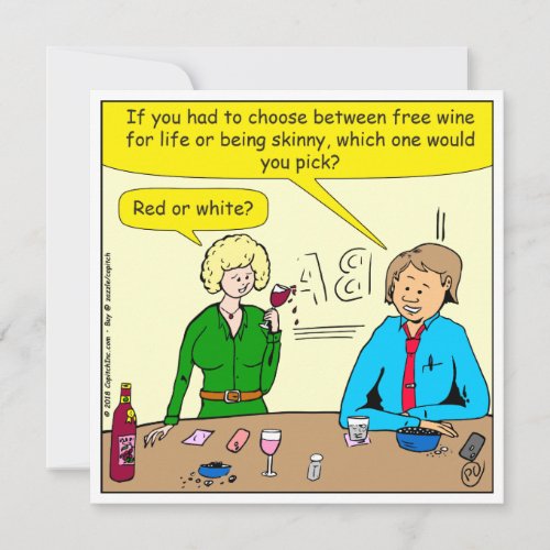1084 Red Or White Wine Cartoon Note Card