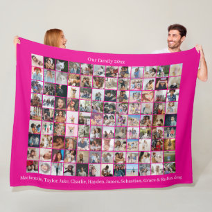 108 Photo Collage and Text Personalized DIY Custom Fleece Blanket