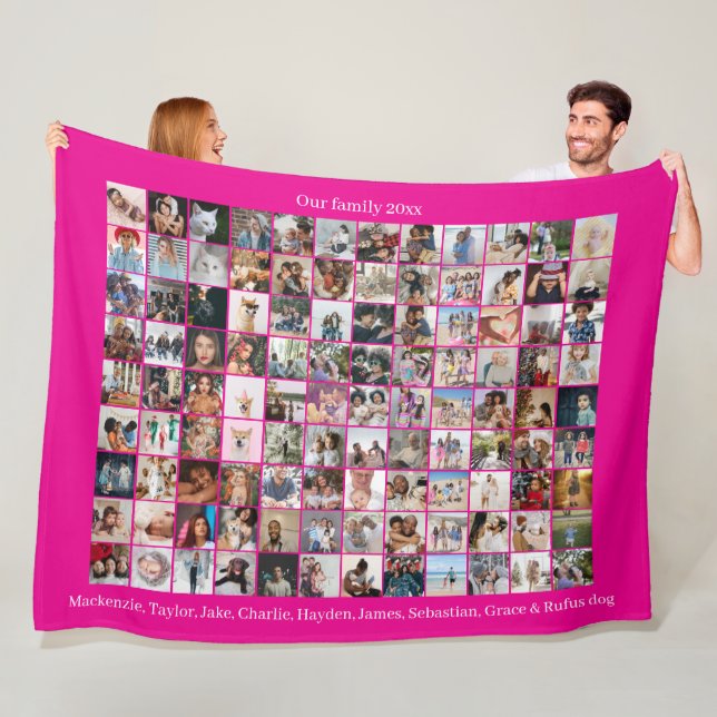 108 Photo Collage and Text Personalized DIY Custom Fleece Blanket (In Situ)