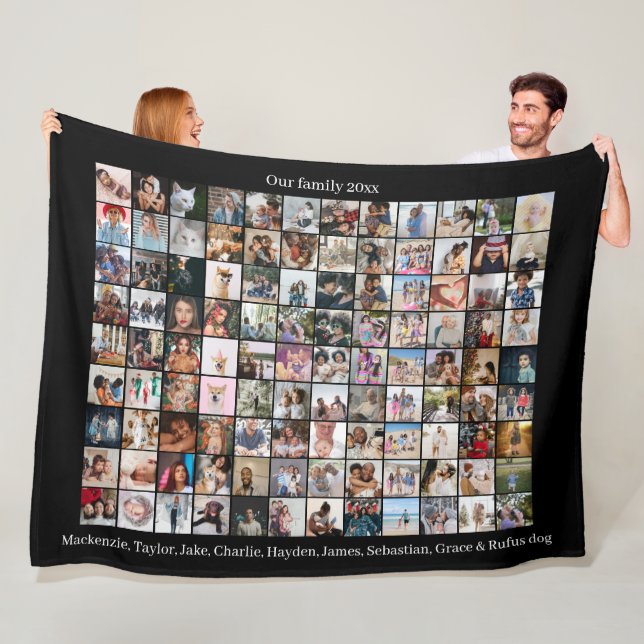 108 Photo Collage and Text Personalized DIY Custom Fleece Blanket (In Situ)