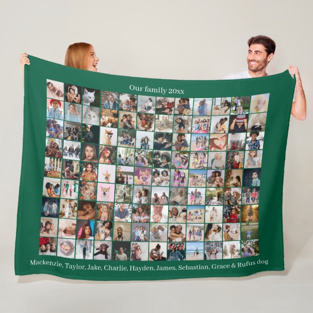 108 Photo Collage and Text Personalized DIY Custom Fleece Blanket (In Situ)