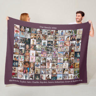 108 Photo Collage and Text Personalized DIY Custom Fleece Blanket