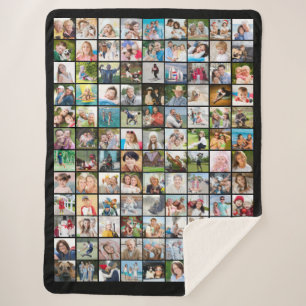 108 Photo Collage Square Pictures Sherpa Blanket