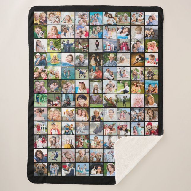 108 Photo Collage Square Pictures Sherpa Blanket (Front)