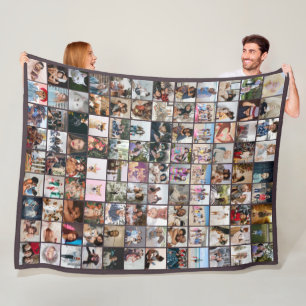 108 Photo Collage Unique Personalized DIY Custom Fleece Blanket