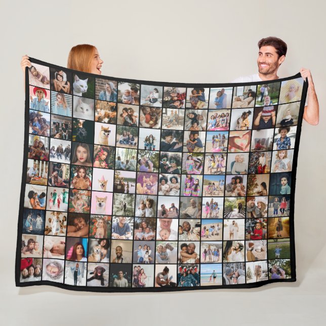 108 Photo Collage  Unique Personalized DIY Custom Fleece Blanket (In Situ)