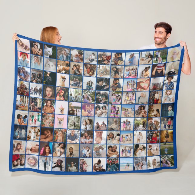 108 Photo Collage  Unique Personalized DIY Custom Fleece Blanket (In Situ)