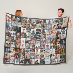 108 Photo Collage Unique Personalized DIY Custom Fleece Blanket