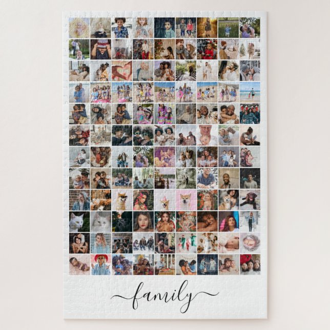 108 Photo Collage  Unique Personalized DIY Custom Jigsaw Puzzle (Vertical)