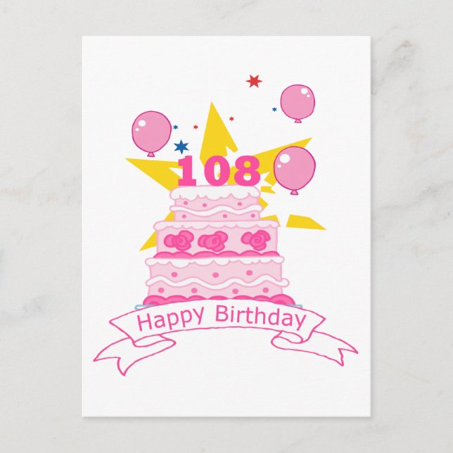 108 Year old Birthday Cake Postcard (Front)
