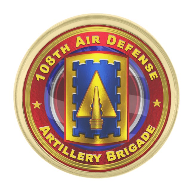 108th Air Defense Artillery Brigade  Gold Finish Lapel Pin (Front)