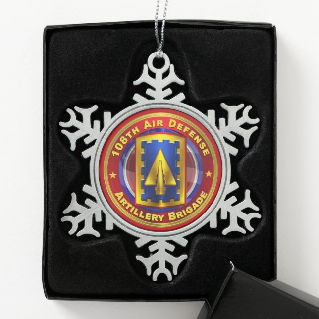 108th Air Defense Artillery Brigade   Snowflake Pewter Christmas Ornament (Box)