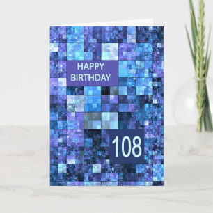 108th Birthday, Blue Squares, Card