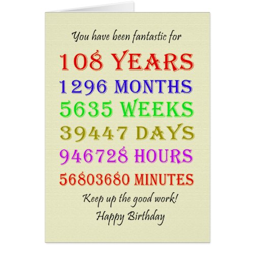 108th Birthday Milestones