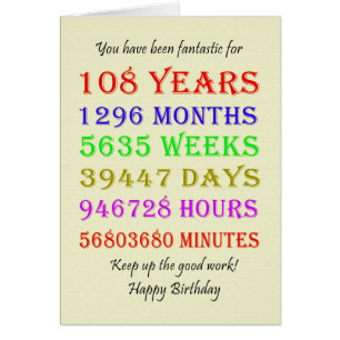 108th Birthday Milestones Cards